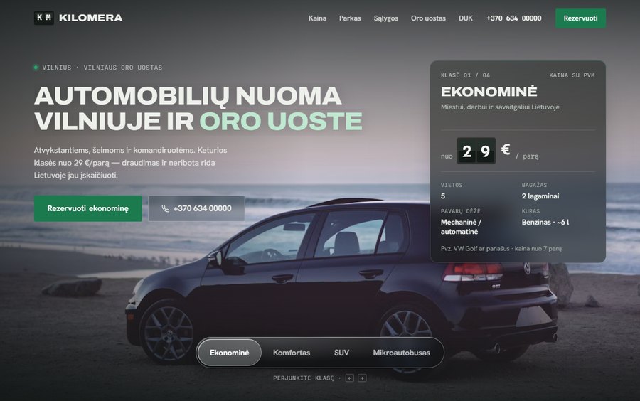 Kilomera — Karylo sukurta svetainė