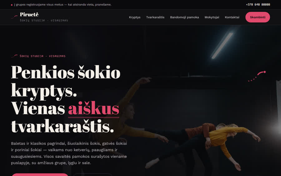 Piruetė — šokių studijos svetainė