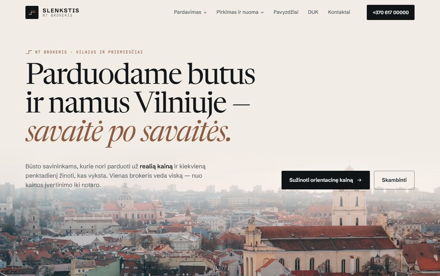 Slenkstis — NT brokerio svetainės pavyzdys